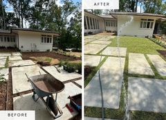 Driveway and walkway cleanup — before and after