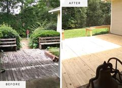 Deck cleared and yard reset — before and after